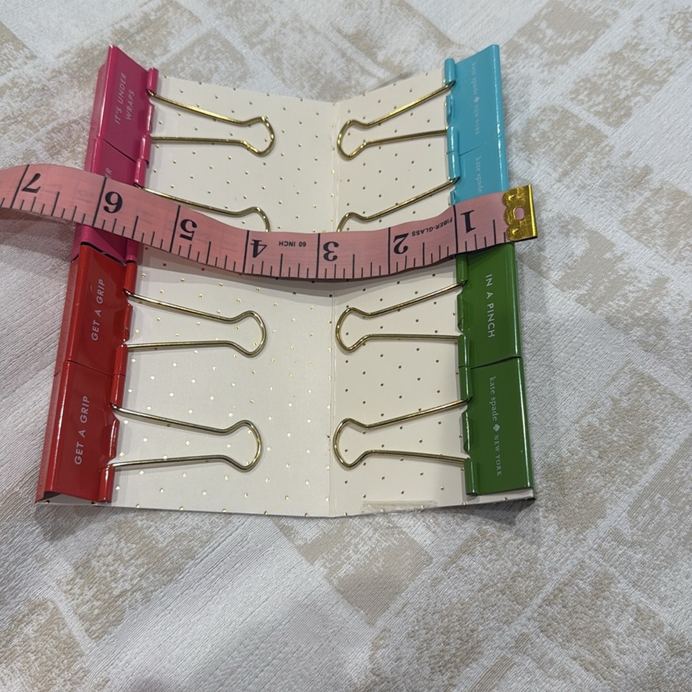 Kate Spade NWT 8 Binder Clips with sayings and colors see description host pick - Picture 13 of 15